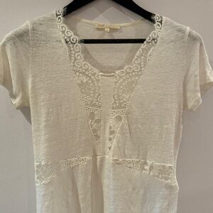 MAJE - Linen lace light breezy short sleeve t-shirt